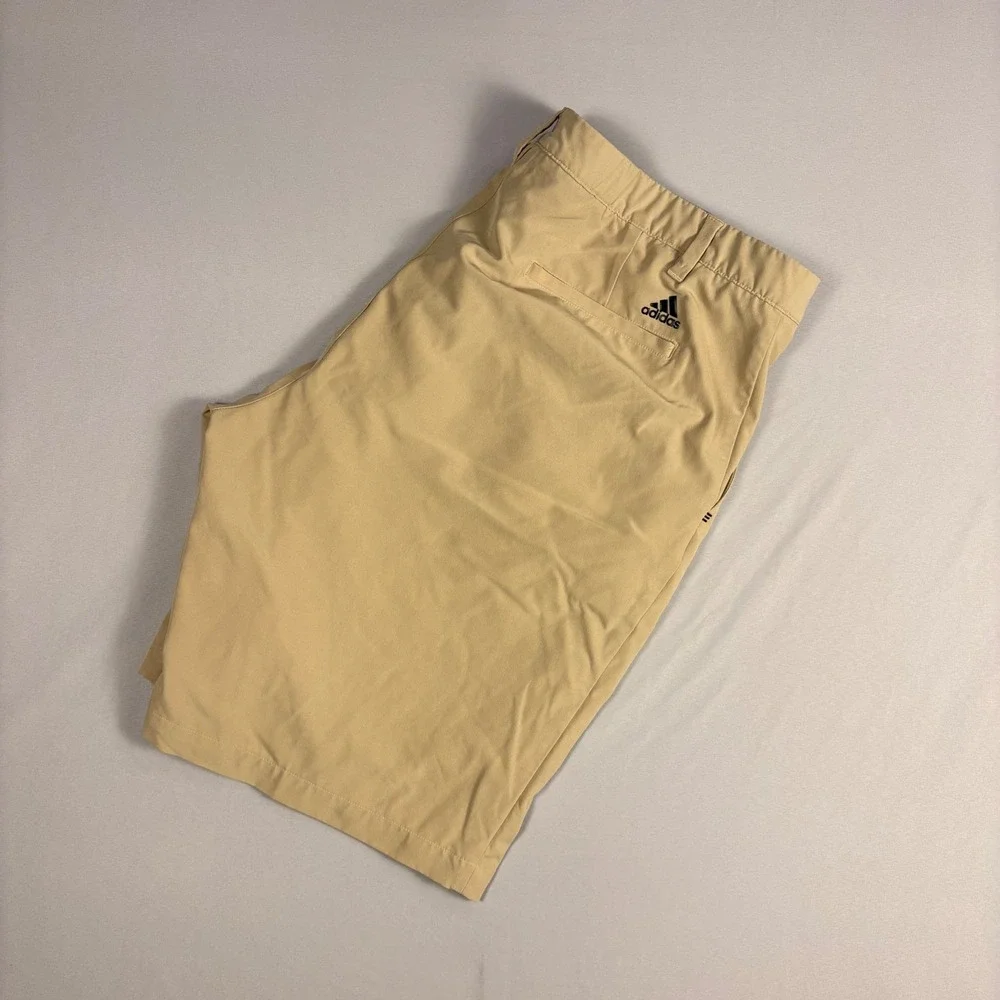 Adidas Golf Shorts Mens 40 Tan Khaki Performance Flat Front Athletic Casual